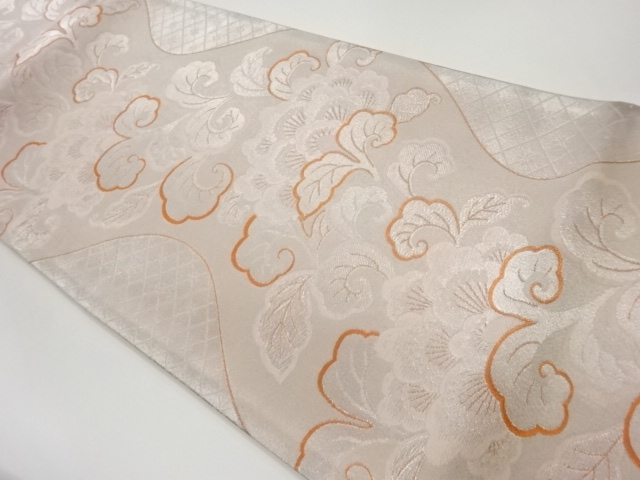 よろけ縞に花唐草模様織出し袋帯